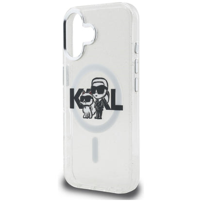 Karl Lagerfeld IML Glitter Karl &amp; Choupette Sketch Logo MagSafe Case for iPhone 16 - Transparent_5