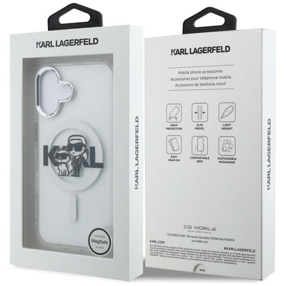 Karl Lagerfeld IML Glitter Karl &amp; Choupette Sketch Logo MagSafe Case for iPhone 16 - Transparent_7