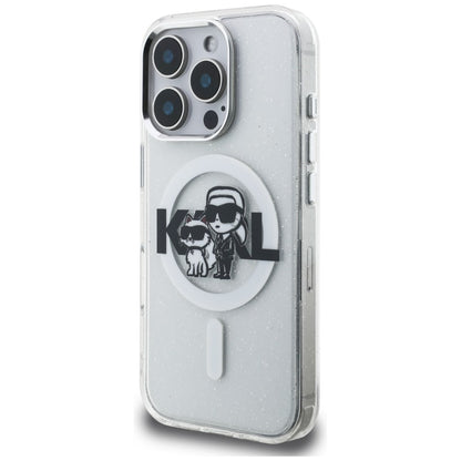 Karl Lagerfeld IML Glitter Karl &amp; Choupette Sketch Logo MagSafe Case for iPhone 16 Pro - Clear_1