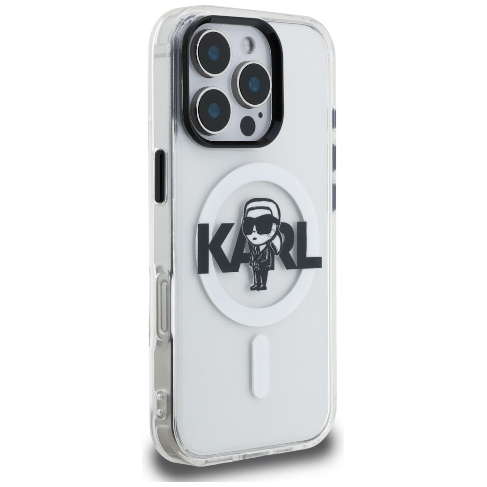 Karl Lagerfeld IML Karl Sketch Logo MagSafe Case for iPhone 16 Pro - Clear_3