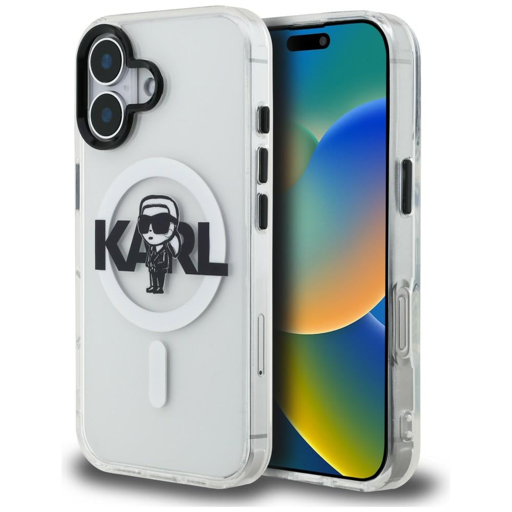 Karl Lagerfeld IML Karl Sketch Logo MagSafe Case for iPhone 16 - Clear_0