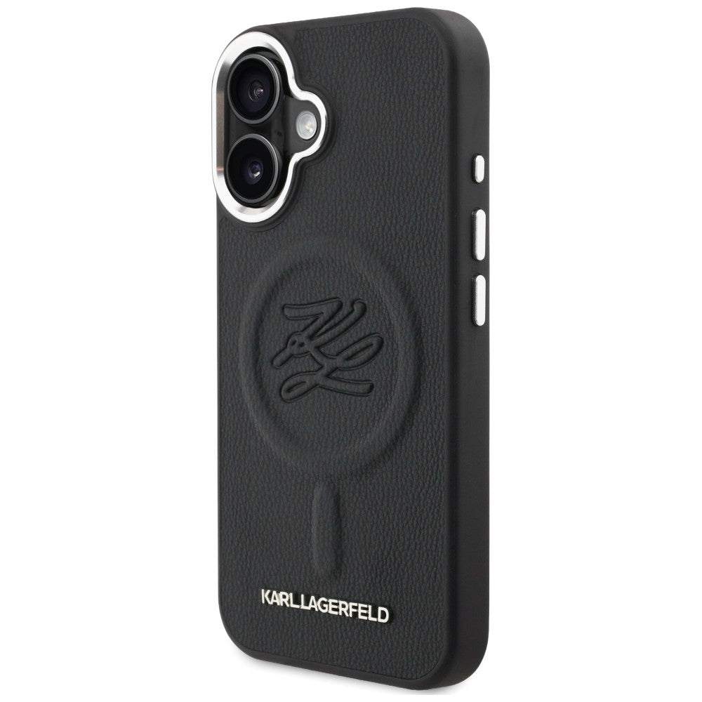 Karl Lagerfeld Initial &amp; Metal Logo MagSafe Case for iPhone 16 - Black_1