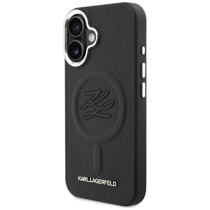 Karl Lagerfeld Initial &amp; Metal Logo MagSafe Case for iPhone 16 - Black_1