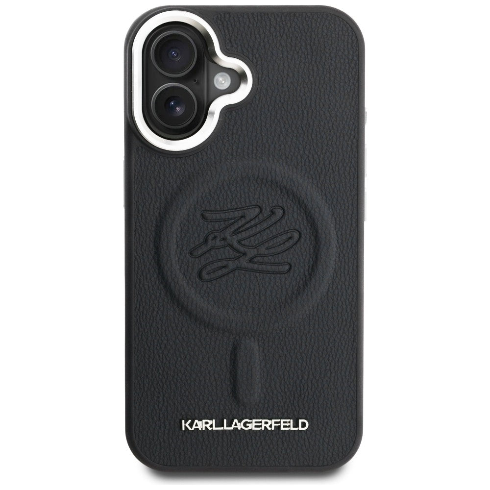 Karl Lagerfeld Initial &amp; Metal Logo MagSafe Case for iPhone 16 - Black_2