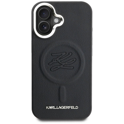 Karl Lagerfeld Initial &amp; Metal Logo MagSafe Case for iPhone 16 - Black_2