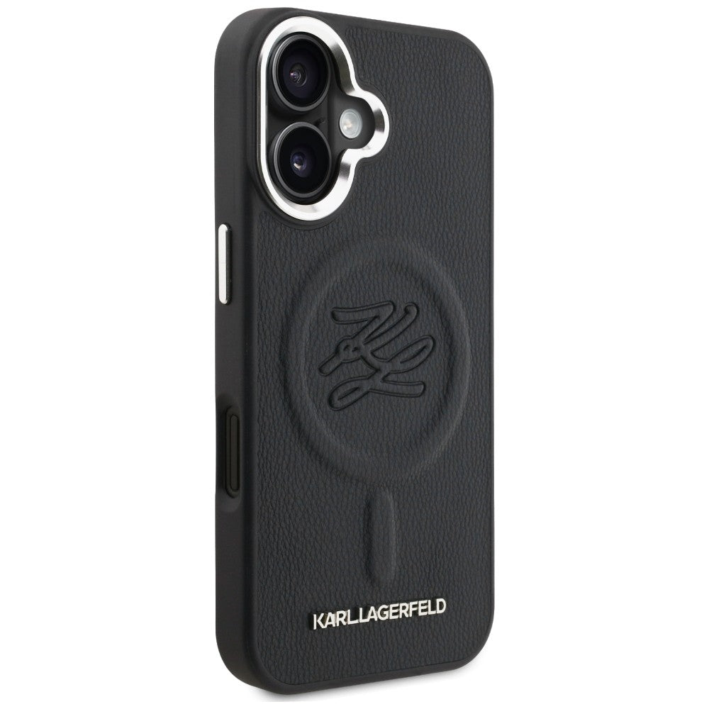 Karl Lagerfeld Initial &amp; Metal Logo MagSafe Case for iPhone 16 - Black_3