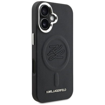 Karl Lagerfeld Initial &amp; Metal Logo MagSafe Case for iPhone 16 - Black_3