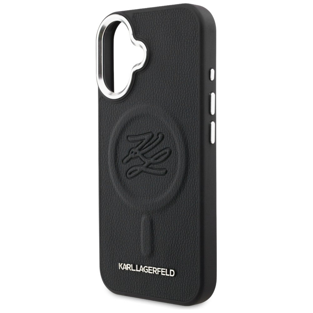 Karl Lagerfeld Initial &amp; Metal Logo MagSafe Case for iPhone 16 - Black_5