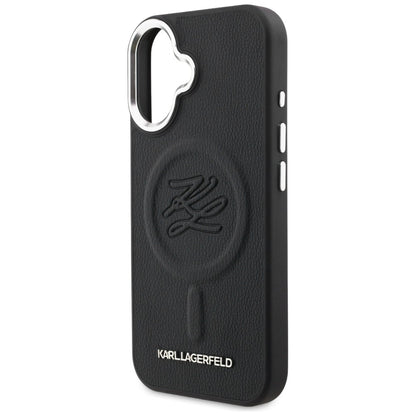 Karl Lagerfeld Initial &amp; Metal Logo MagSafe Case for iPhone 16 - Black_5