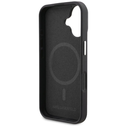 Karl Lagerfeld Initial &amp; Metal Logo MagSafe Case for iPhone 16 - Black_6