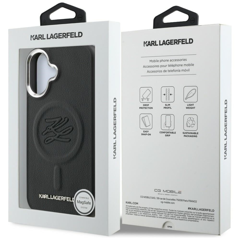 Karl Lagerfeld Initial &amp; Metal Logo MagSafe Case for iPhone 16 - Black_7