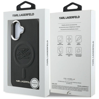 Karl Lagerfeld Initial &amp; Metal Logo MagSafe Case for iPhone 16 - Black_7