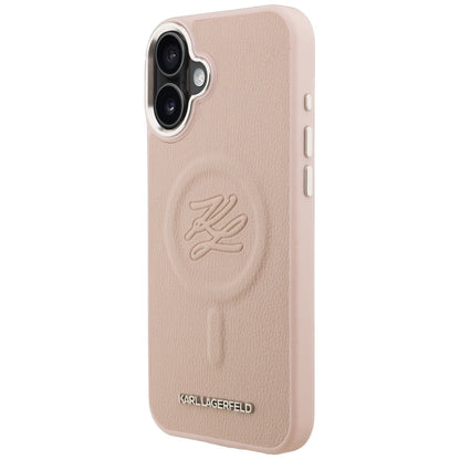 Karl Lagerfeld Initial &amp; Metal Logo MagSafe Case for iPhone 16 Plus - Pink_1