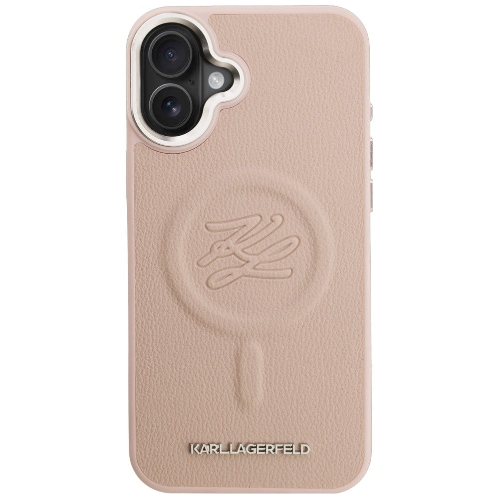 Karl Lagerfeld Initial &amp; Metal Logo MagSafe Case for iPhone 16 Plus - Pink_2