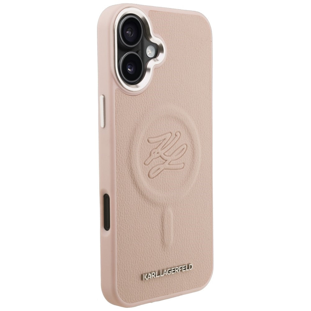 Karl Lagerfeld Initial &amp; Metal Logo MagSafe Case for iPhone 16 Plus - Pink_3
