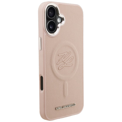 Karl Lagerfeld Initial &amp; Metal Logo MagSafe Case for iPhone 16 Plus - Pink_3