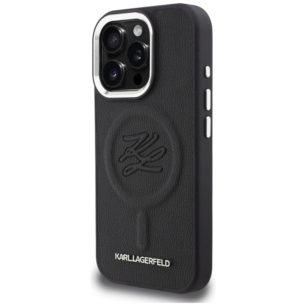 Karl Lagerfeld Initial &amp; Metal Logo MagSafe Case for iPhone 16 Pro - Black_1