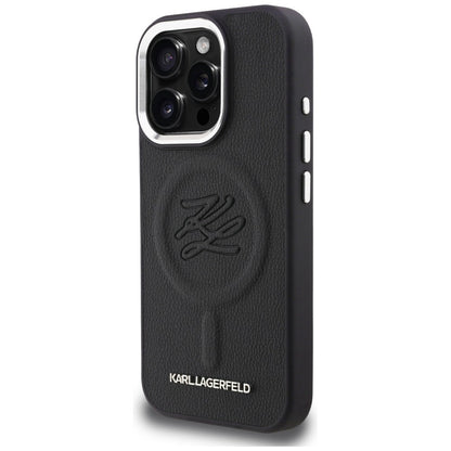 Karl Lagerfeld Initial &amp; Metal Logo MagSafe Case for iPhone 16 Pro - Black_1