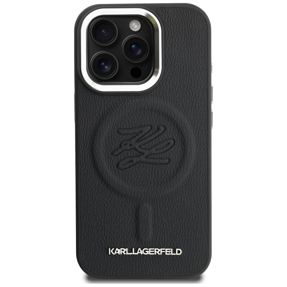 Karl Lagerfeld Initial &amp; Metal Logo MagSafe Case for iPhone 16 Pro - Black_2