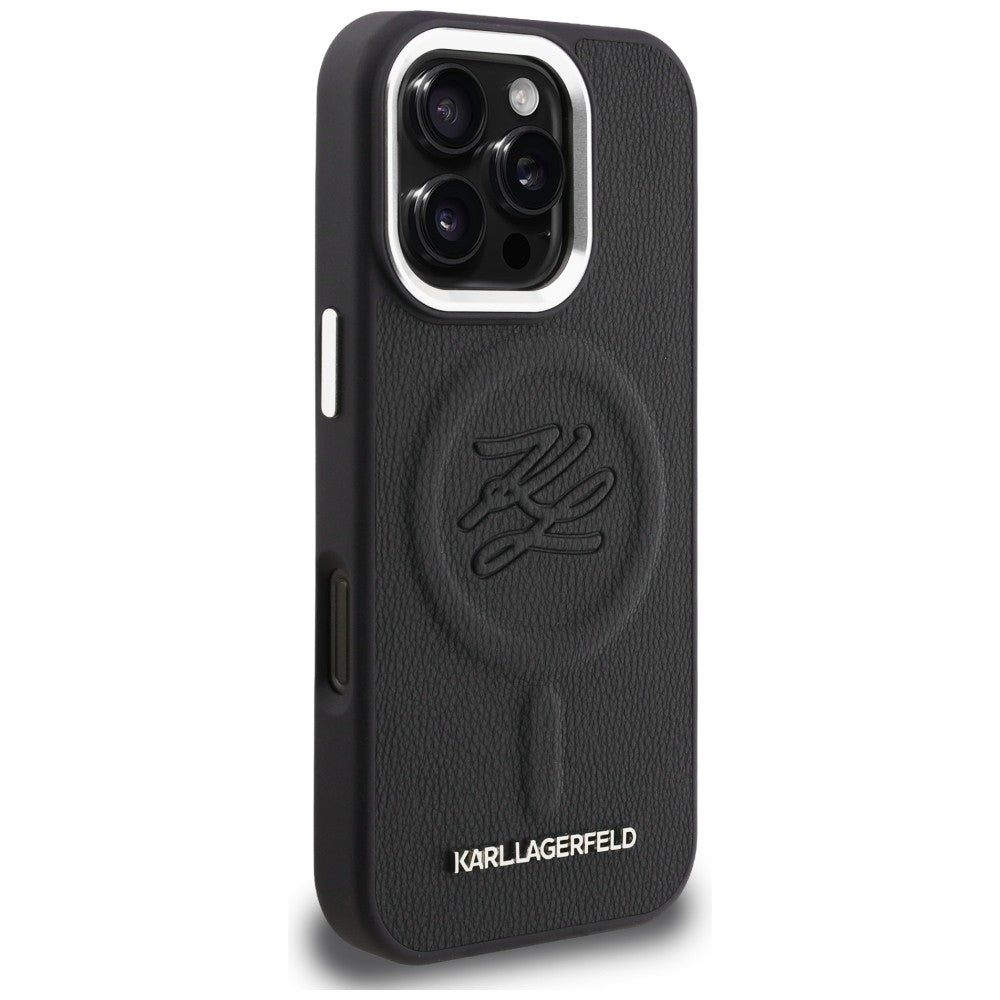 Karl Lagerfeld Initial &amp; Metal Logo MagSafe Case for iPhone 16 Pro - Black_3