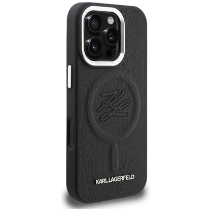 Karl Lagerfeld Initial &amp; Metal Logo MagSafe Case for iPhone 16 Pro - Black_3