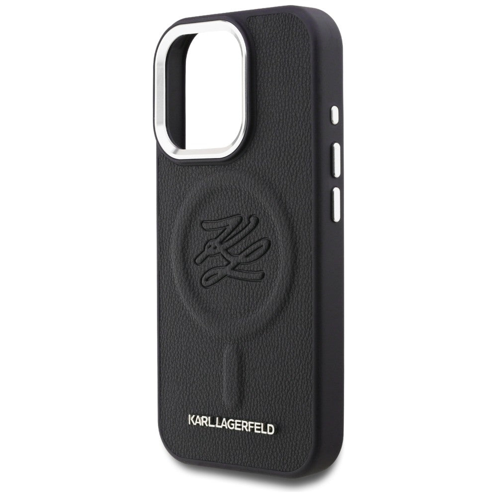 Karl Lagerfeld Initial &amp; Metal Logo MagSafe Case for iPhone 16 Pro - Black_5