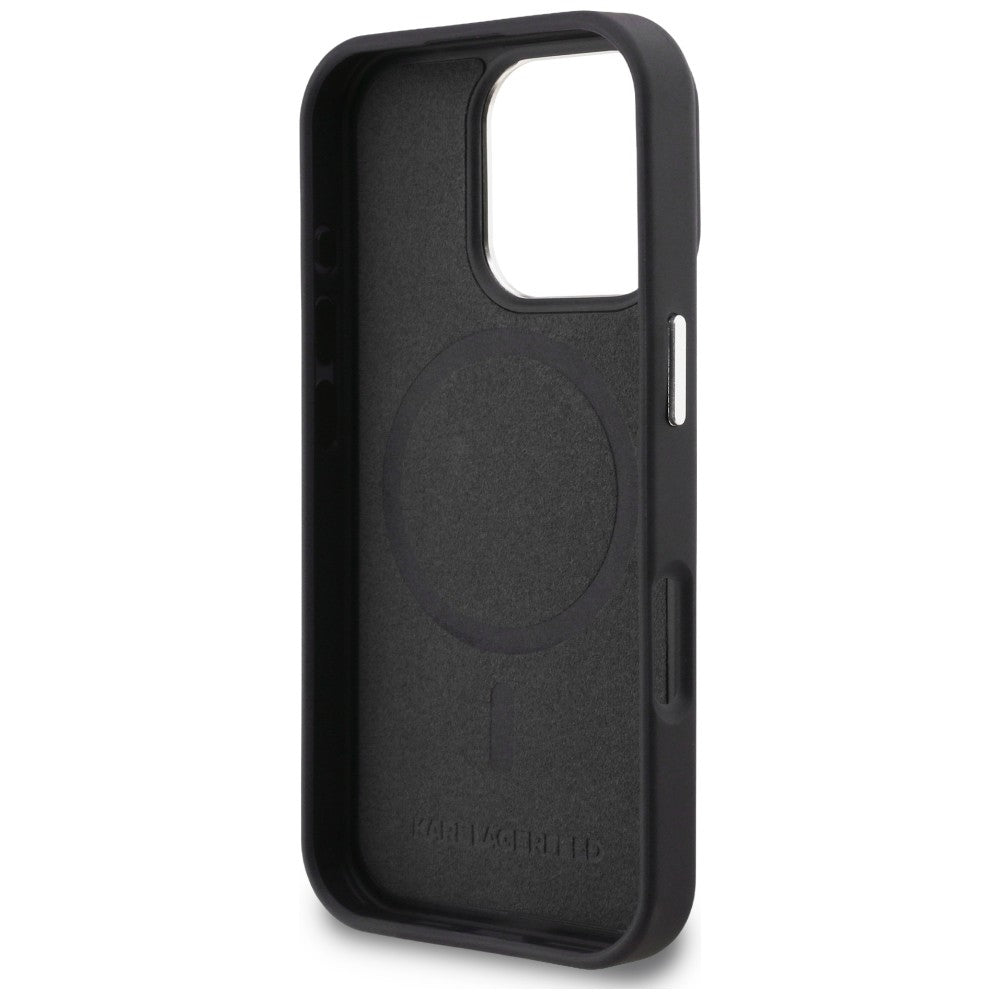 Karl Lagerfeld Initial &amp; Metal Logo MagSafe Case for iPhone 16 Pro - Black_6