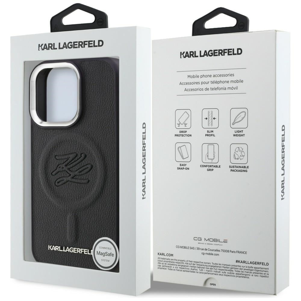 Karl Lagerfeld Initial &amp; Metal Logo MagSafe Case for iPhone 16 Pro - Black_7
