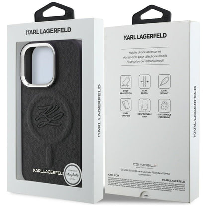 Karl Lagerfeld Initial &amp; Metal Logo MagSafe Case for iPhone 16 Pro - Black_7