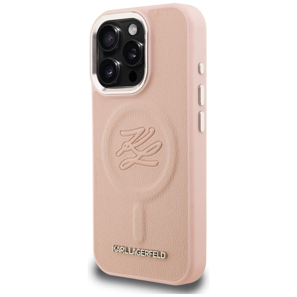 Karl Lagerfeld Initial &amp; Metal Logo MagSafe Case for iPhone 16 Pro Max - Pink_1