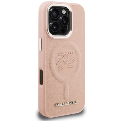 Karl Lagerfeld Initial &amp; Metal Logo MagSafe Case for iPhone 16 Pro Max - Pink_3
