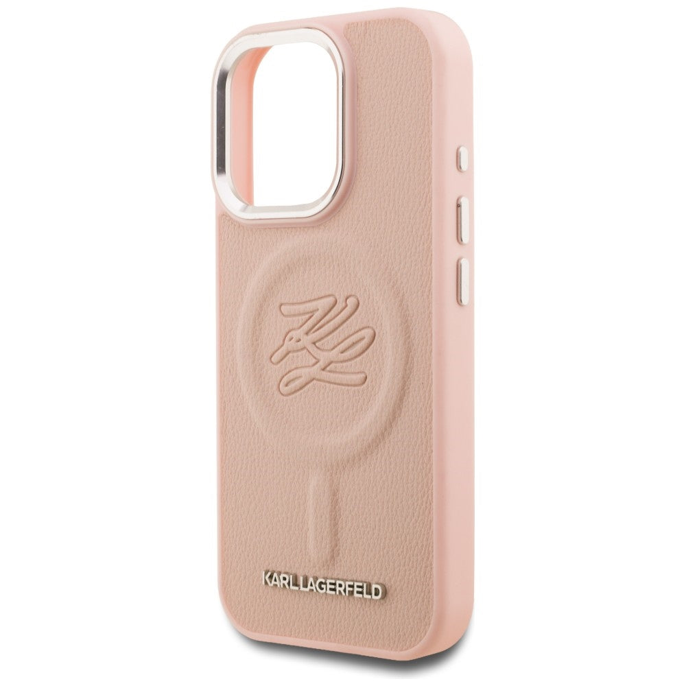 Karl Lagerfeld Initial &amp; Metal Logo MagSafe Case for iPhone 16 Pro Max - Pink_5
