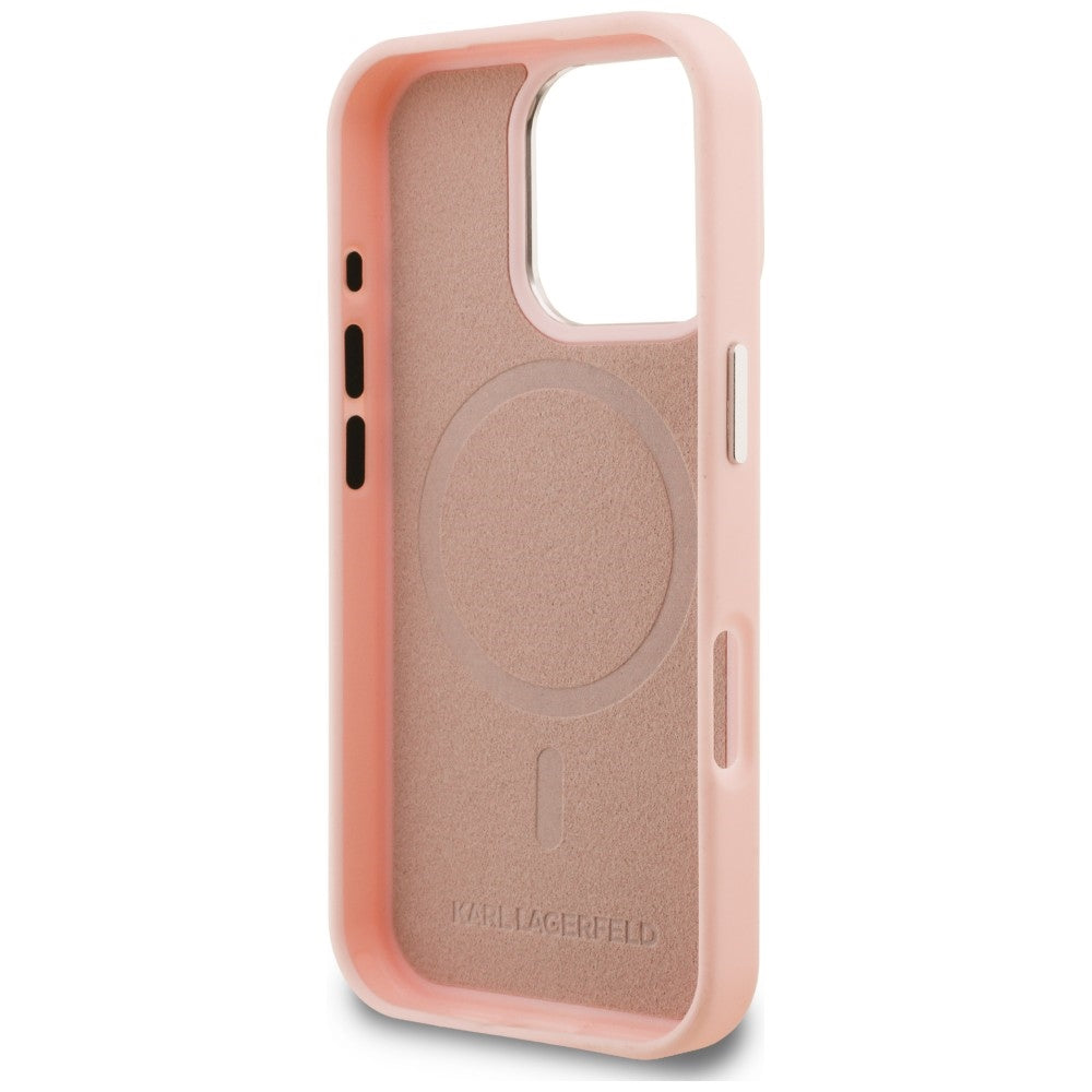 Karl Lagerfeld Initial &amp; Metal Logo MagSafe Case for iPhone 16 Pro Max - Pink_6