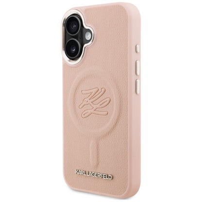 Karl Lagerfeld Initial &amp; Metal Logo MagSafe iPhone 16 Case - Pink_1