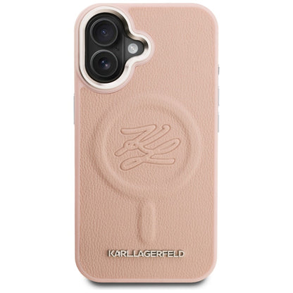 Karl Lagerfeld Initial &amp; Metal Logo MagSafe iPhone 16 Case - Pink_2