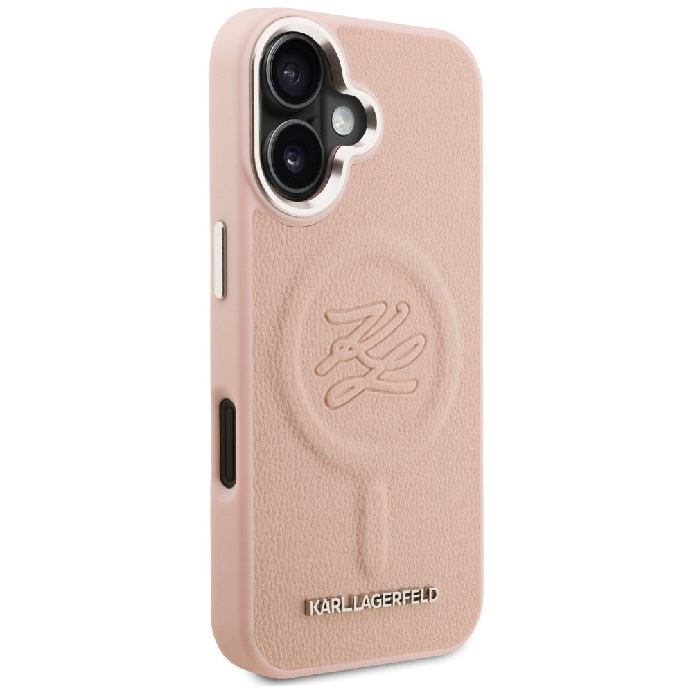 Karl Lagerfeld Initial &amp; Metal Logo MagSafe iPhone 16 Case - Pink_3