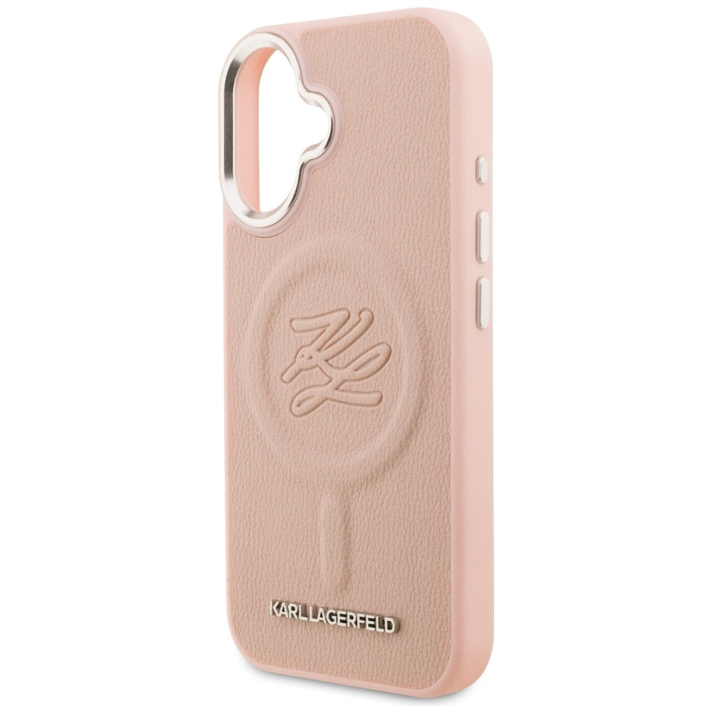 Karl Lagerfeld Initial &amp; Metal Logo MagSafe iPhone 16 Case - Pink_5