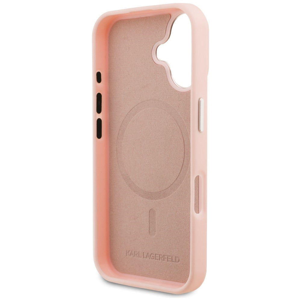 Karl Lagerfeld Initial &amp; Metal Logo MagSafe iPhone 16 Case - Pink_6