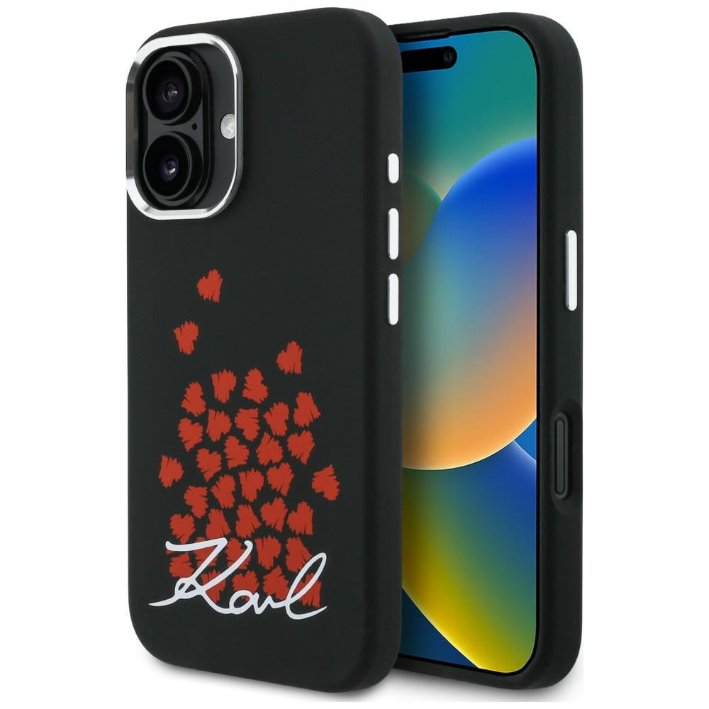 Karl Lagerfeld Silicone Heart Sign Logo MagSafe Case for iPhone 16 - Black_0