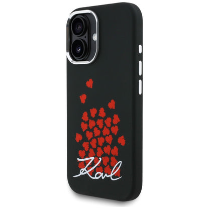 Karl Lagerfeld Silicone Heart Sign Logo MagSafe Case for iPhone 16 - Black_1