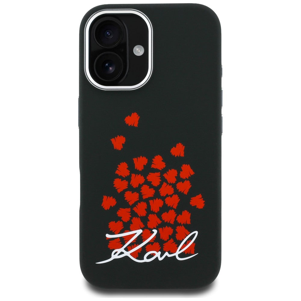 Karl Lagerfeld Silicone Heart Sign Logo MagSafe Case for iPhone 16 - Black_2