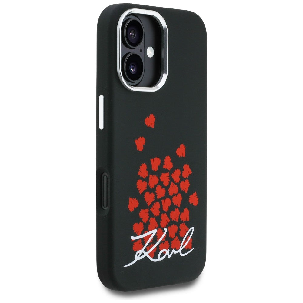 Karl Lagerfeld Silicone Heart Sign Logo MagSafe Case for iPhone 16 - Black_3