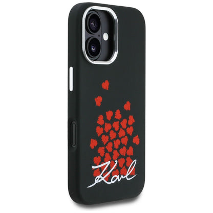 Karl Lagerfeld Silicone Heart Sign Logo MagSafe Case for iPhone 16 - Black_3
