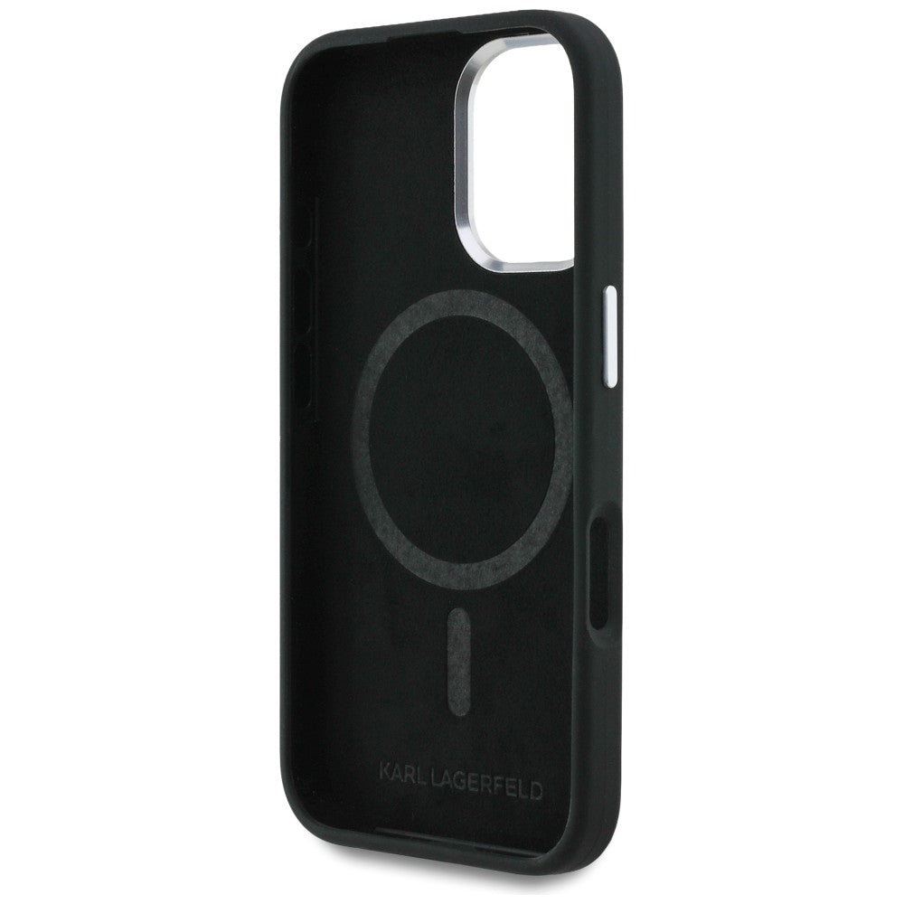 Karl Lagerfeld Silicone Heart Sign Logo MagSafe Case for iPhone 16 - Black_6