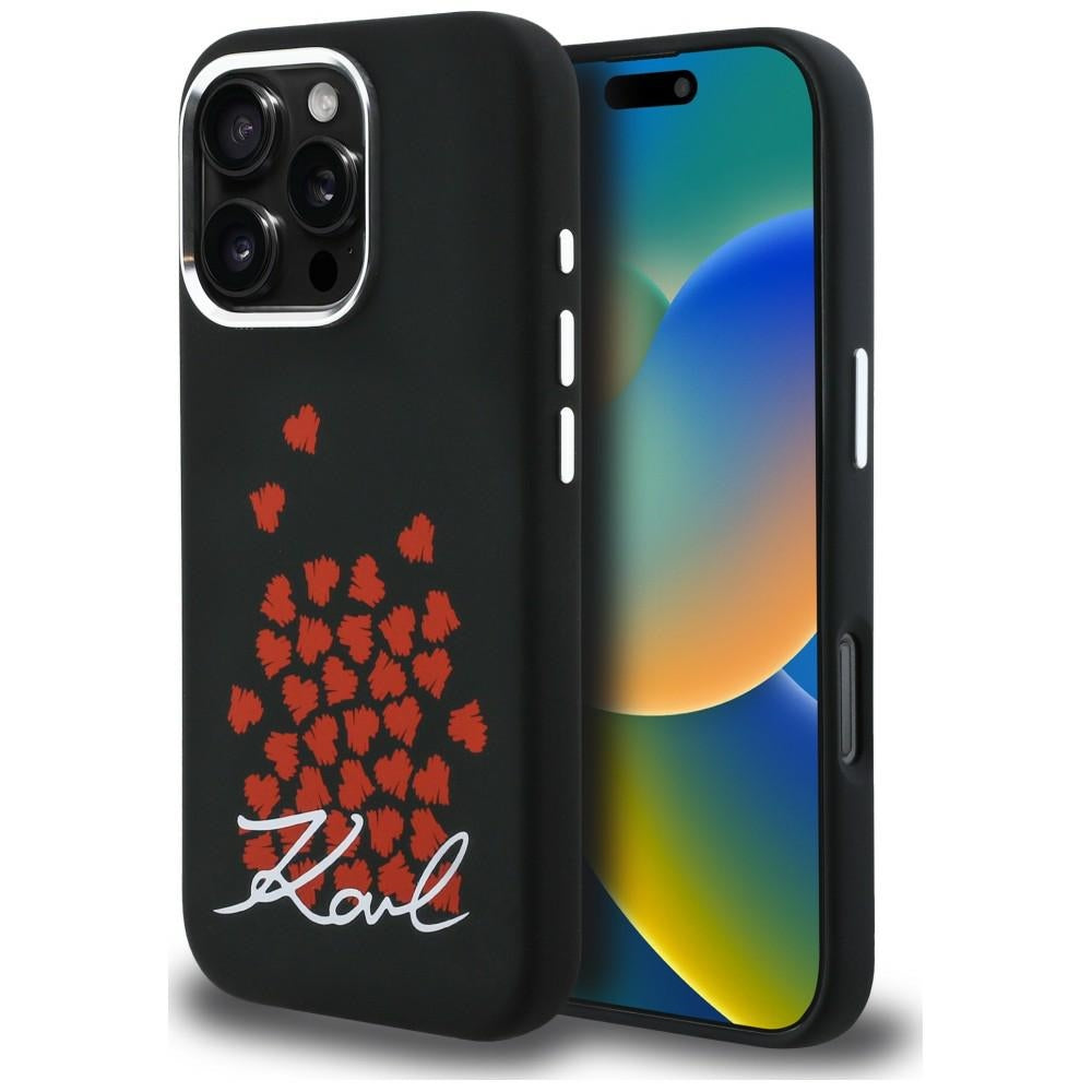 Karl Lagerfeld Silicone Heart Sign Logo MagSafe Case for iPhone 16 Pro - Black_0