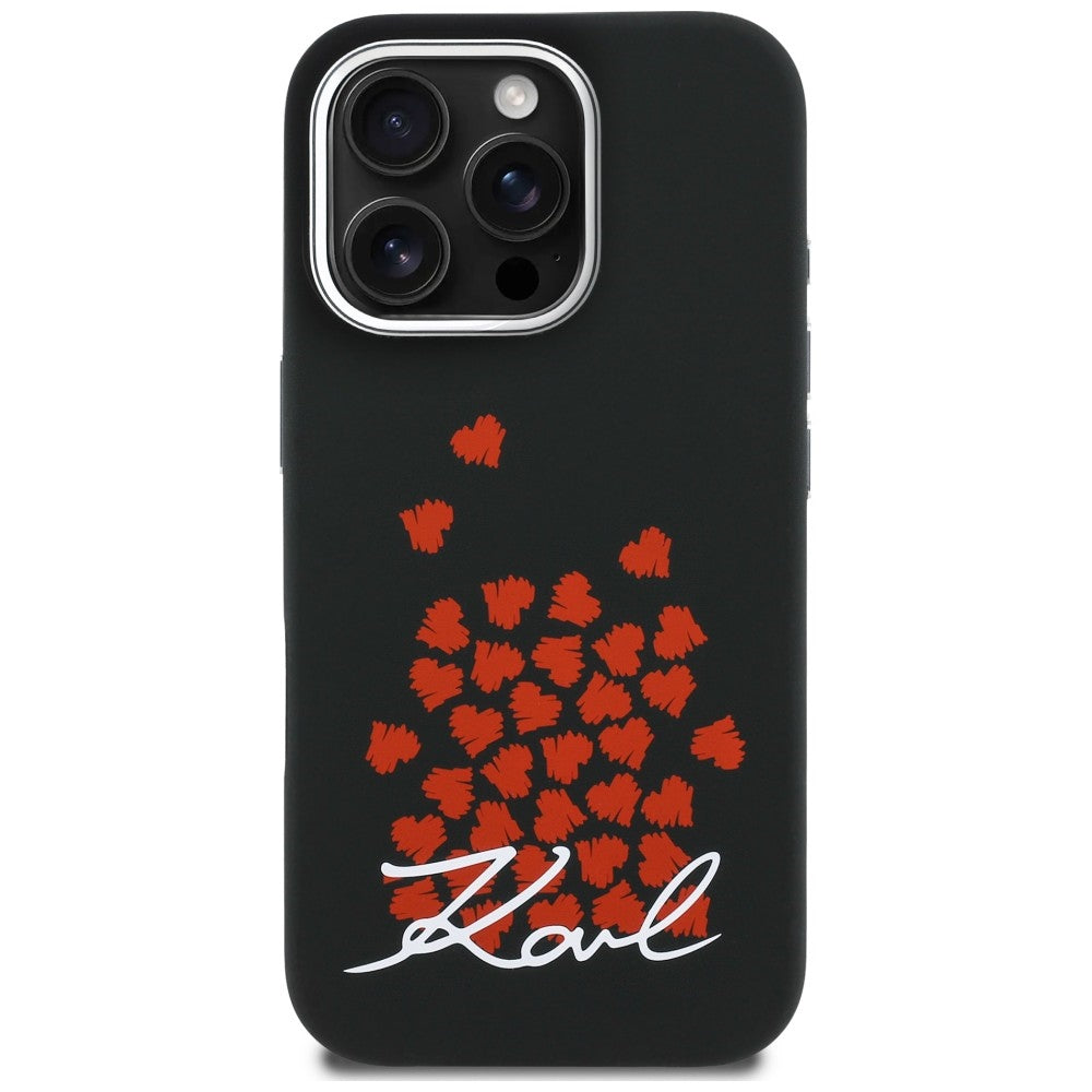 Karl Lagerfeld Silicone Heart Sign Logo MagSafe Case for iPhone 16 Pro - Black_2