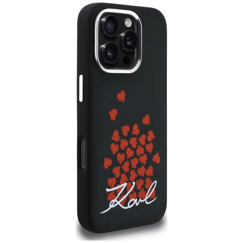 Karl Lagerfeld Silicone Heart Sign Logo MagSafe Case for iPhone 16 Pro - Black_3