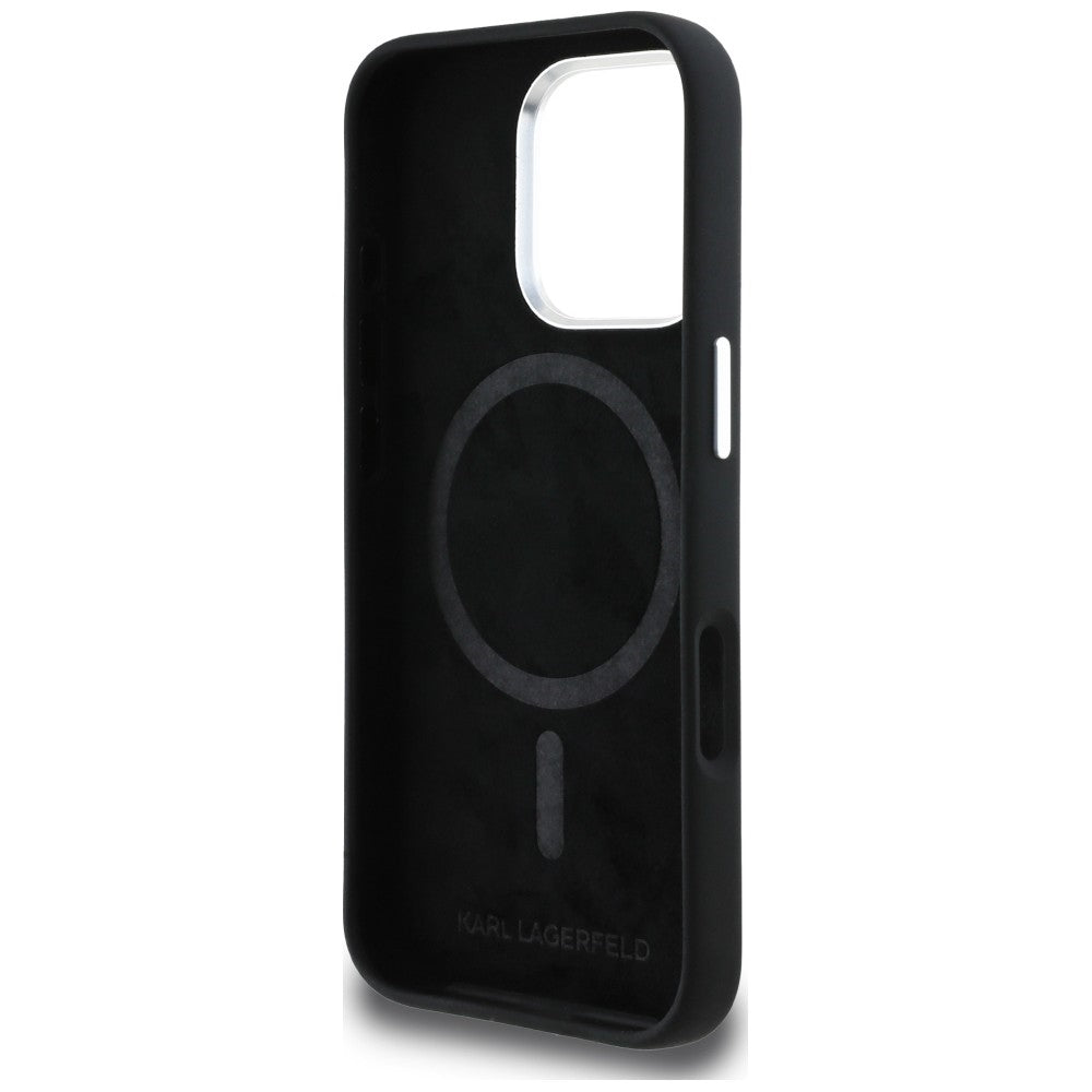 Karl Lagerfeld Silicone Heart Sign Logo MagSafe Case for iPhone 16 Pro - Black_6