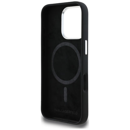 Karl Lagerfeld Silicone Heart Sign Logo MagSafe Case for iPhone 16 Pro - Black_6