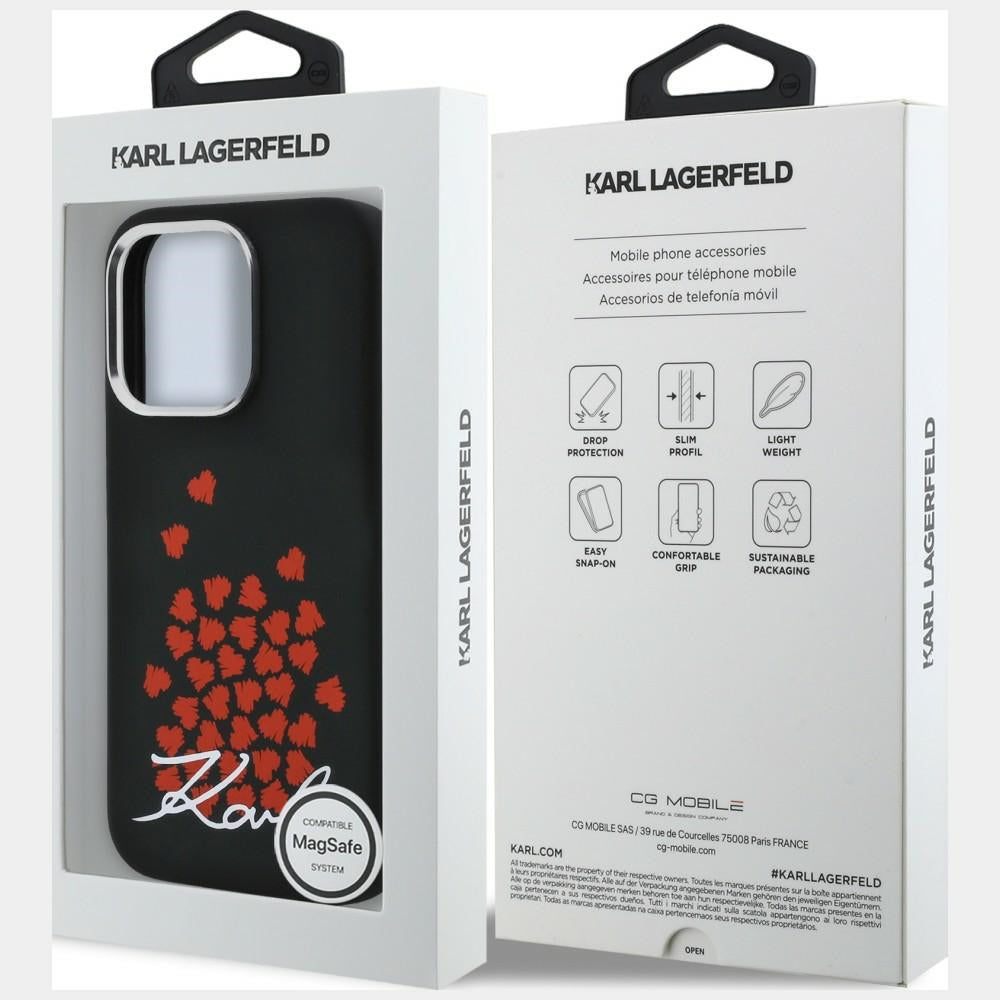 Karl Lagerfeld Silicone Heart Sign Logo MagSafe Case for iPhone 16 Pro - Black_7